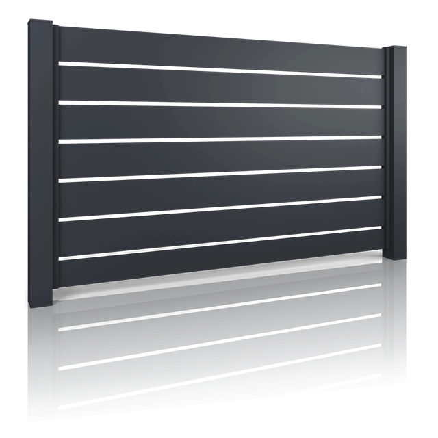 Hliníkový plot AWAL100 s minimalistickým designem.