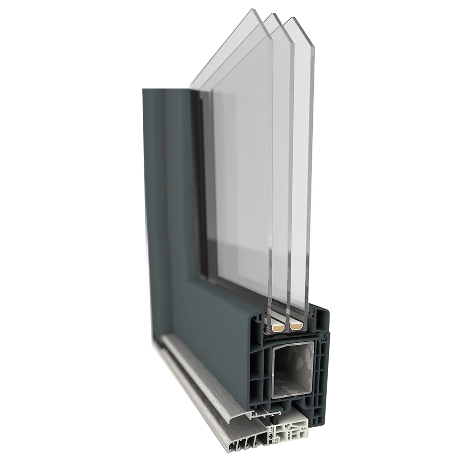 GEALAN S 9000 door system profile with three gaskets