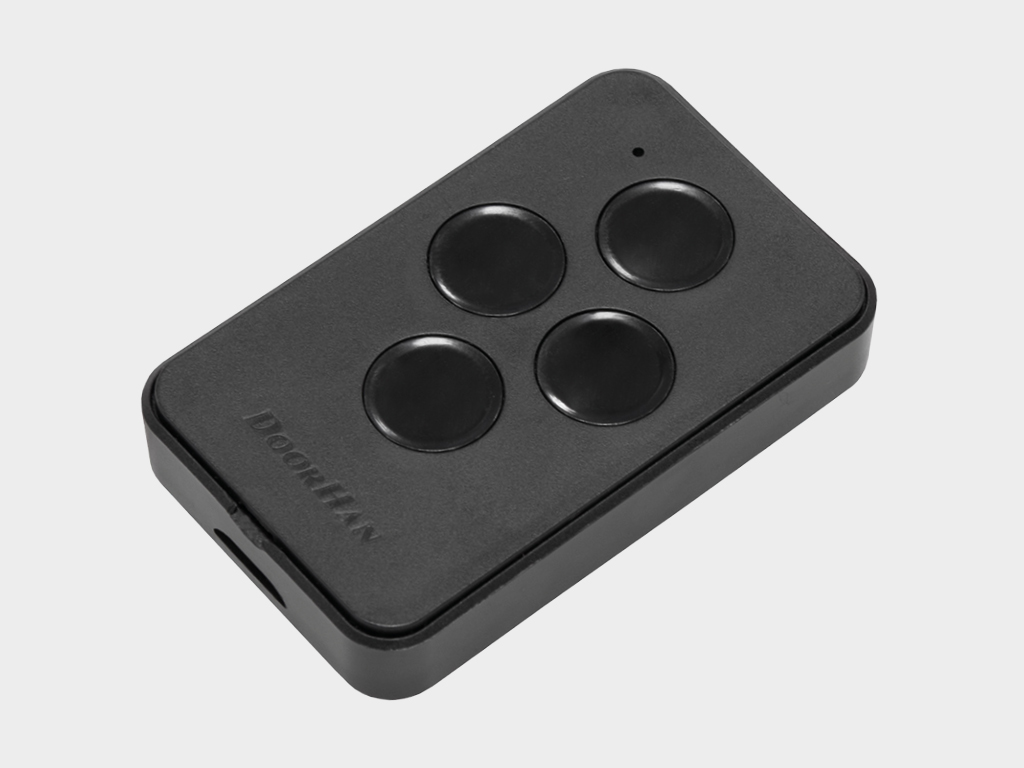Transmitter 4PRO Black, a four-channel remote control for gates and roller shutters.