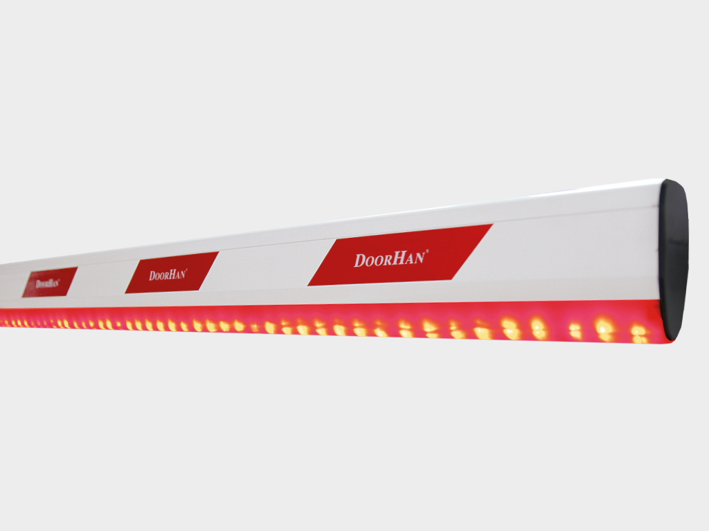 Rectangular barrier arm with integrated LED lighting.