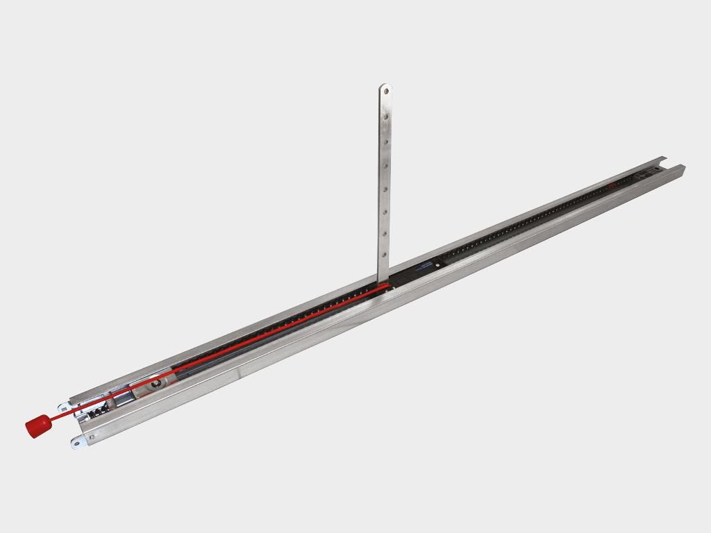 Guide rail for a ceiling-mounted sectional garage door opener.